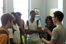 Jeremy talks with prospective engineering students at BlueStamp Engineering
