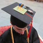 Wearing my light-up Graduation Cap